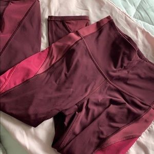Lululemon maroon pink leggings size 4 mesh sides